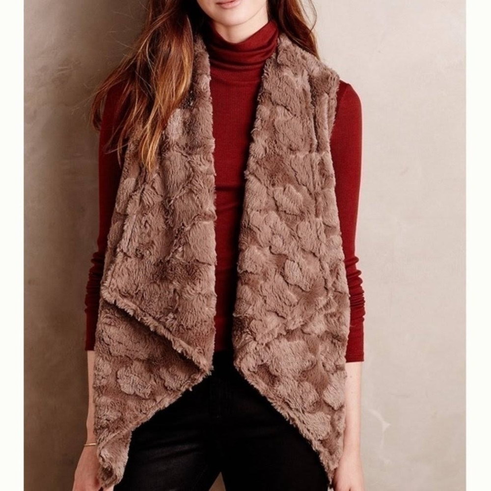 Anthropologie Elevenses Pelage Faux Fur Brown Vest